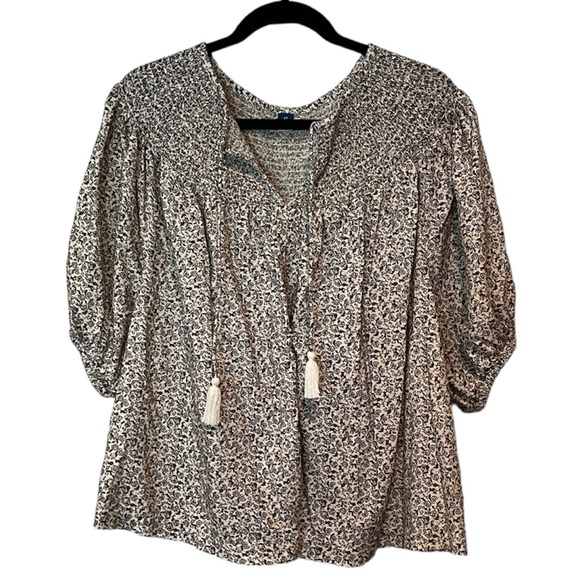 Smocked Linen-Blend Top - Picture 2 of 6